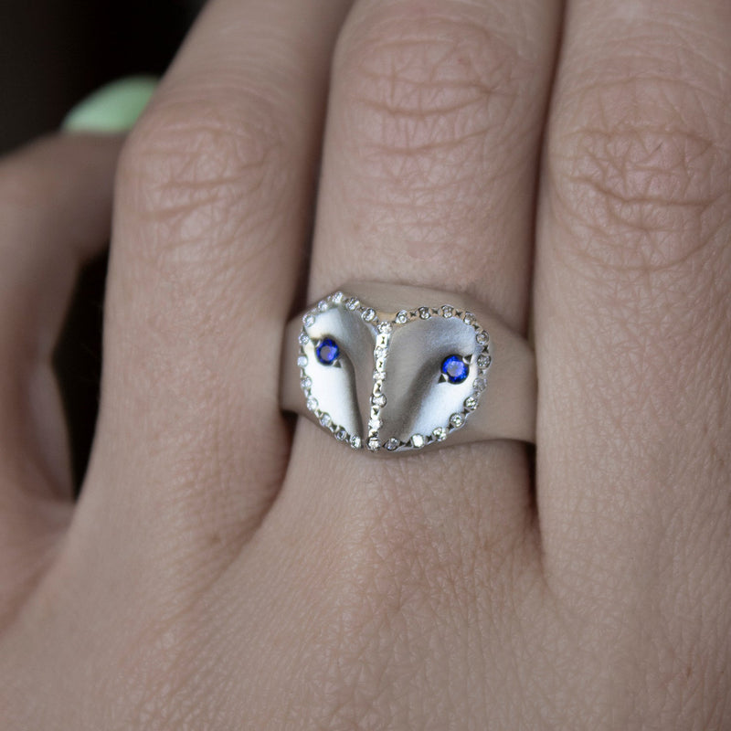 ___ Jewelry Majestic Owl Ring with Sapphires & Diamonds