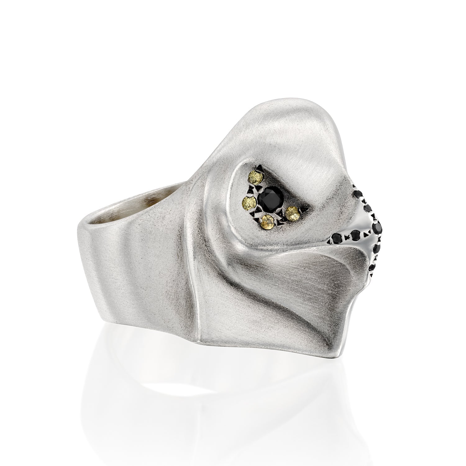ELINA GLEIZER Eagle Ring With Yellow Sapphires and Black Diamonds