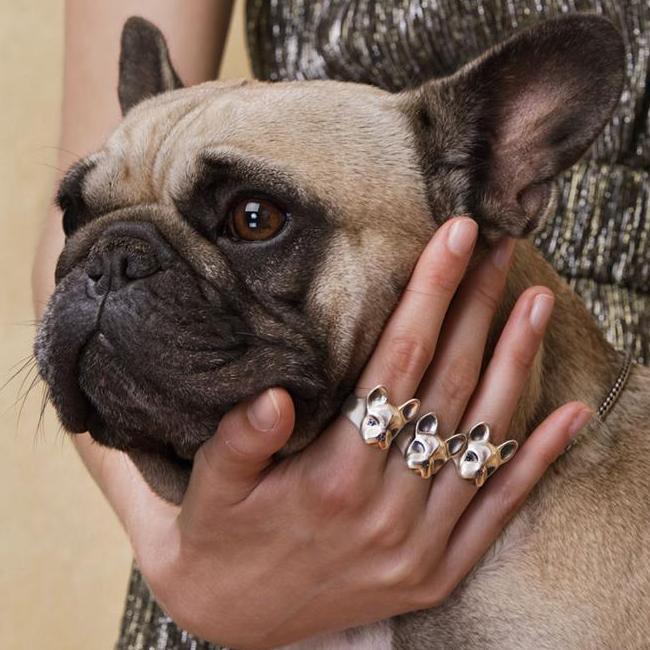 ELINA GLEIZER  Jewelry French Bulldog Ring