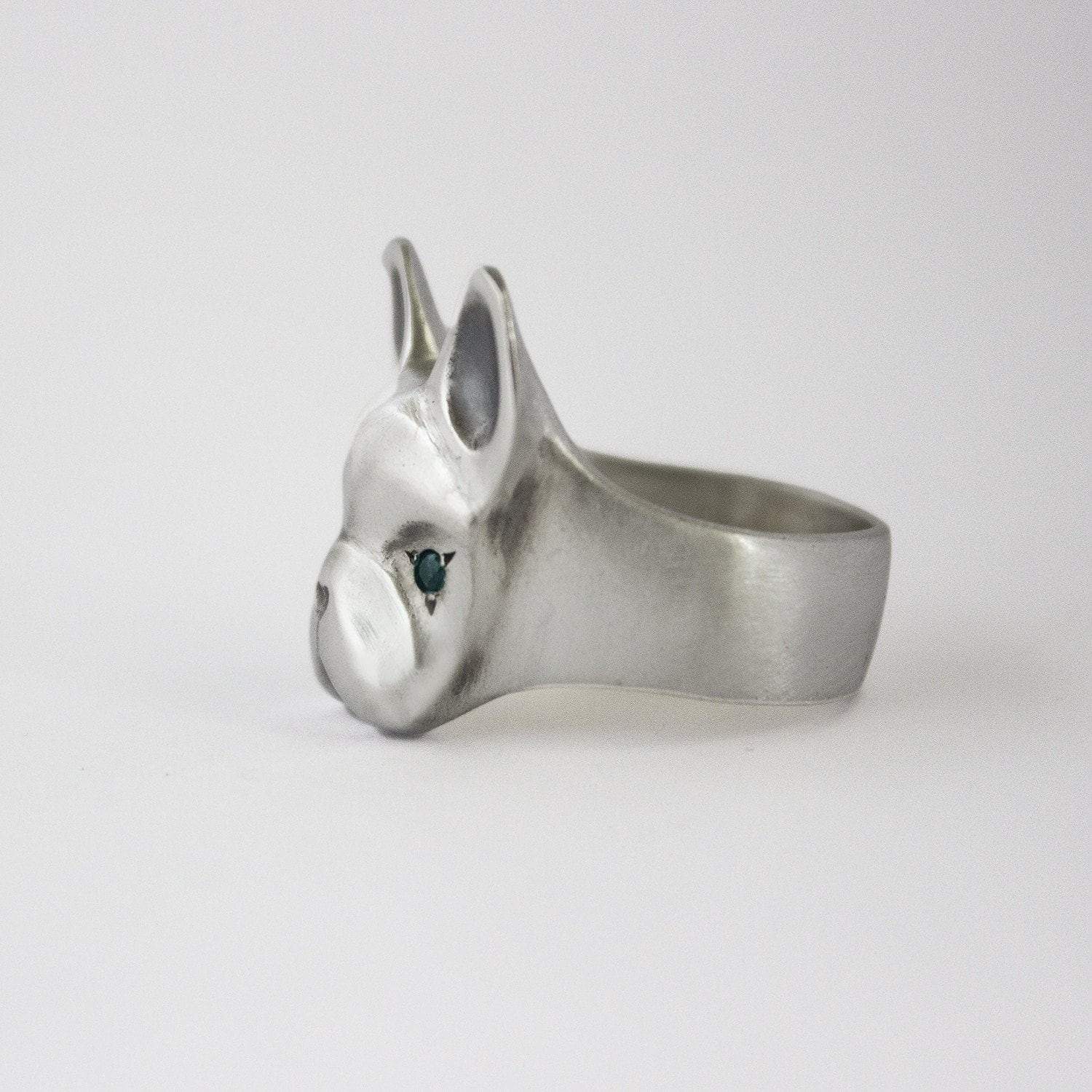 ELINA GLEIZER Jewelry French Bulldog & Sapphires Ring