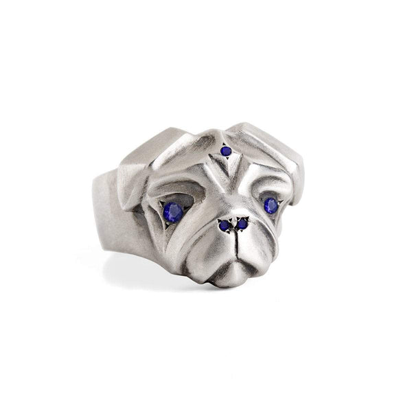 Pug Ring with Blue Sapphires