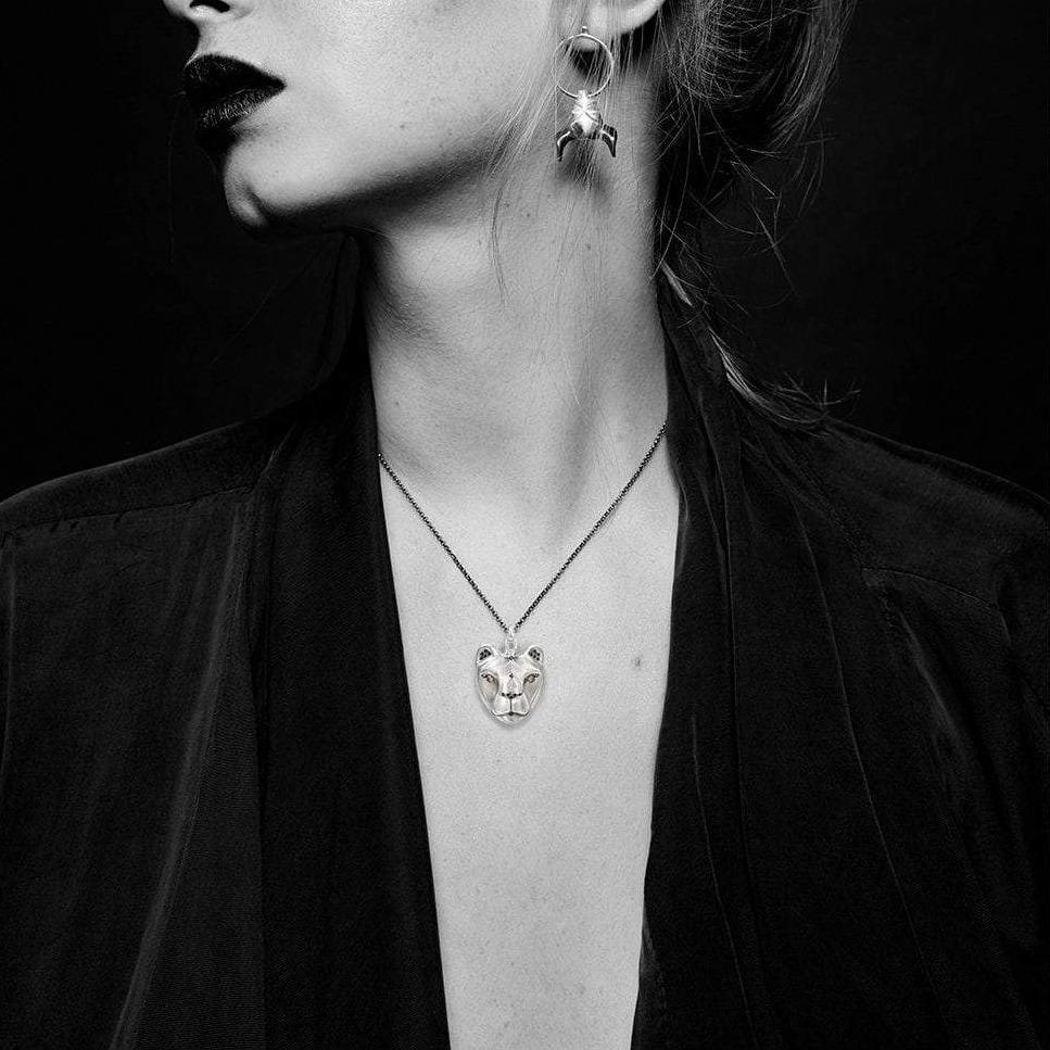 ELINA GLEIZER Rings 55 cm Lioness Necklace with Majestic Black & Champagne Diamonds
