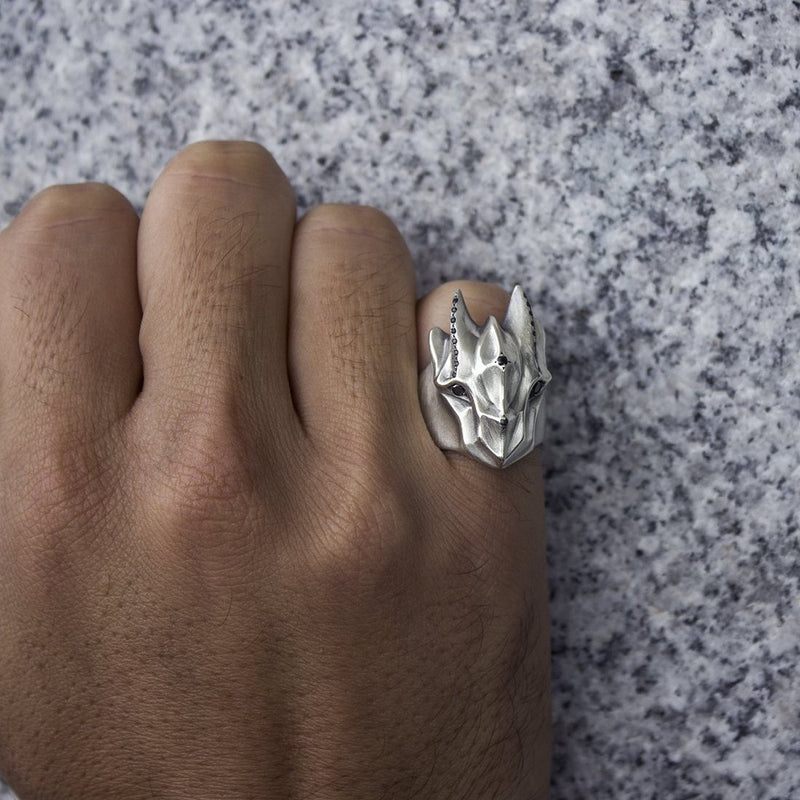 ELINA GLEIZER  Rings Dragon Ring With Extravagant Black Diamond Setting