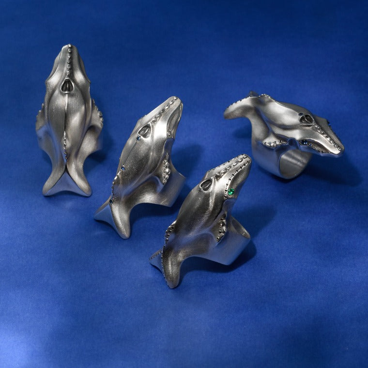 ELINA GLEIZER Rings Whale Ring with Blue Sapphires