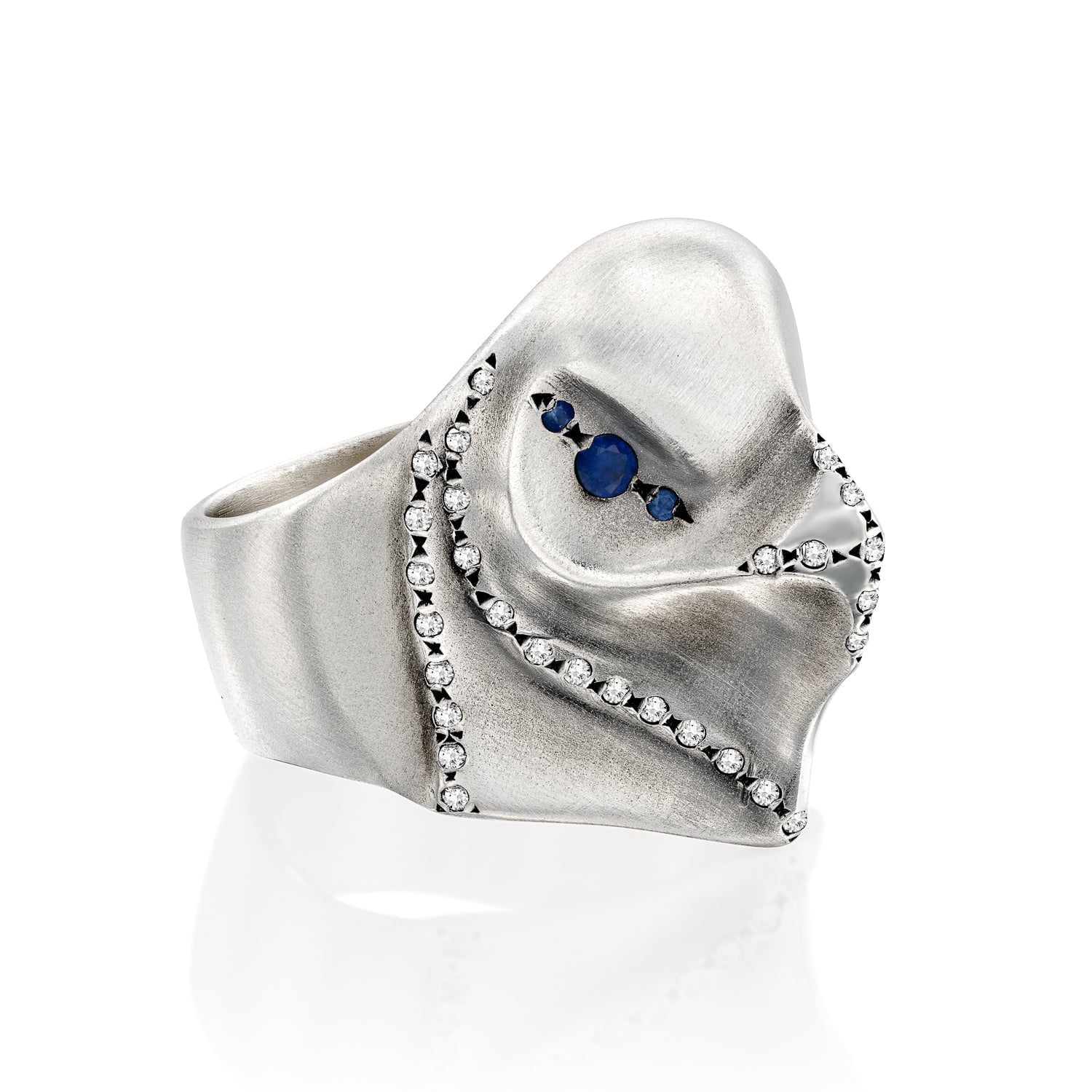 ELINA GLEIZER Royal Eagle Ring With Blue Sapphires and White Diamonds