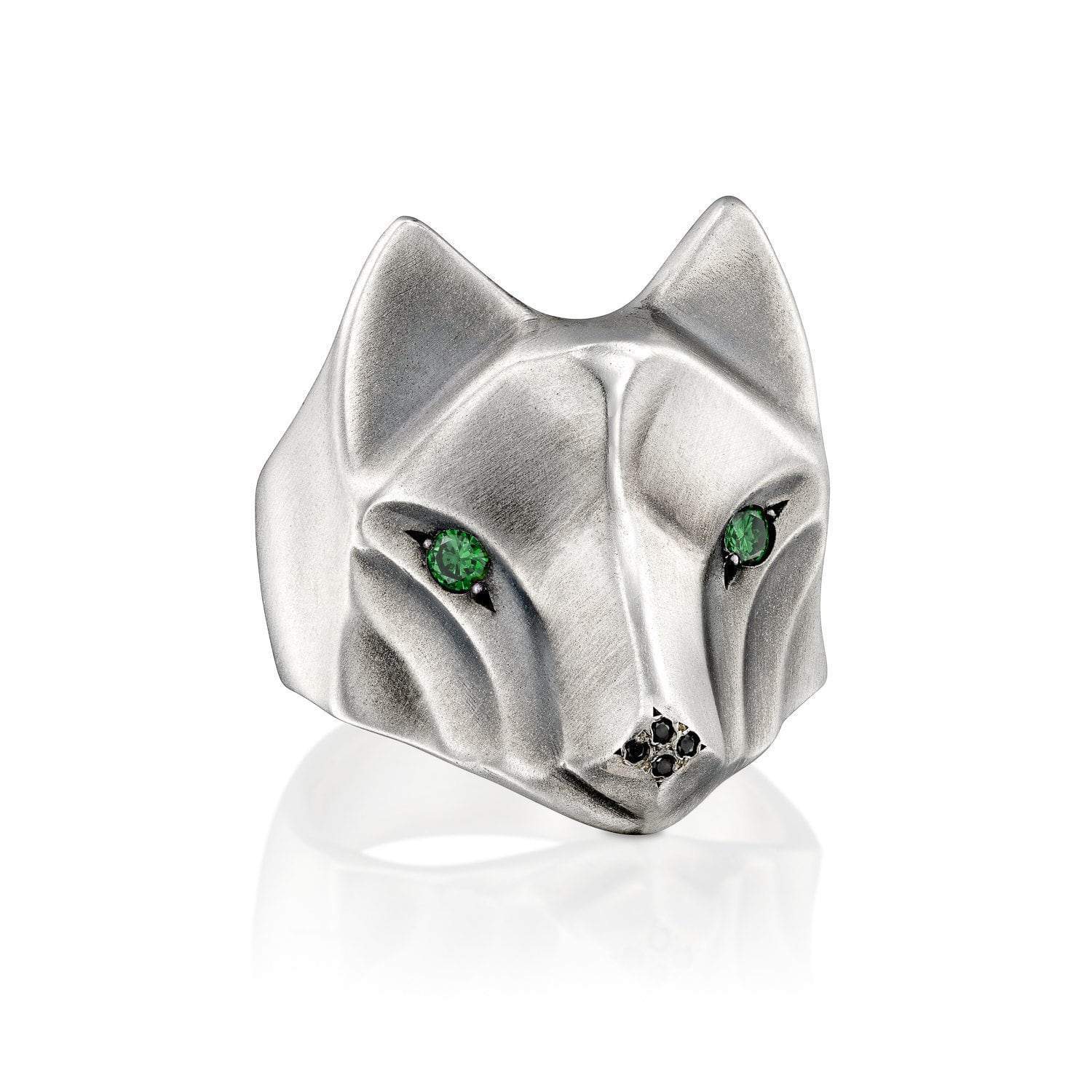 ELINA GLEIZER Wolf Ring with Emerald Eyes