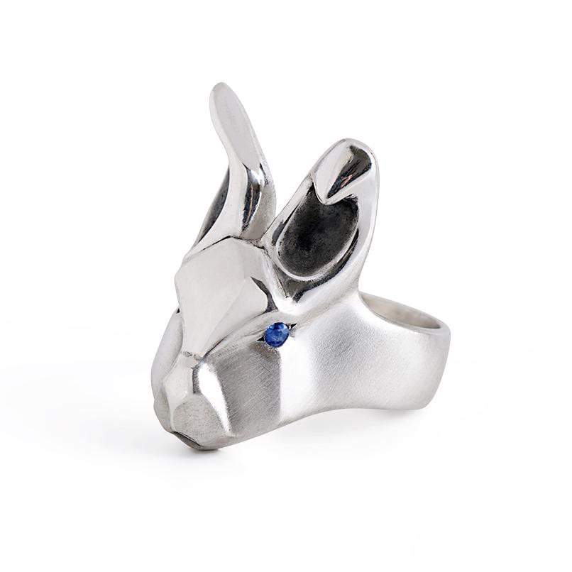 White Rabbit Ring with Ruby Eyes