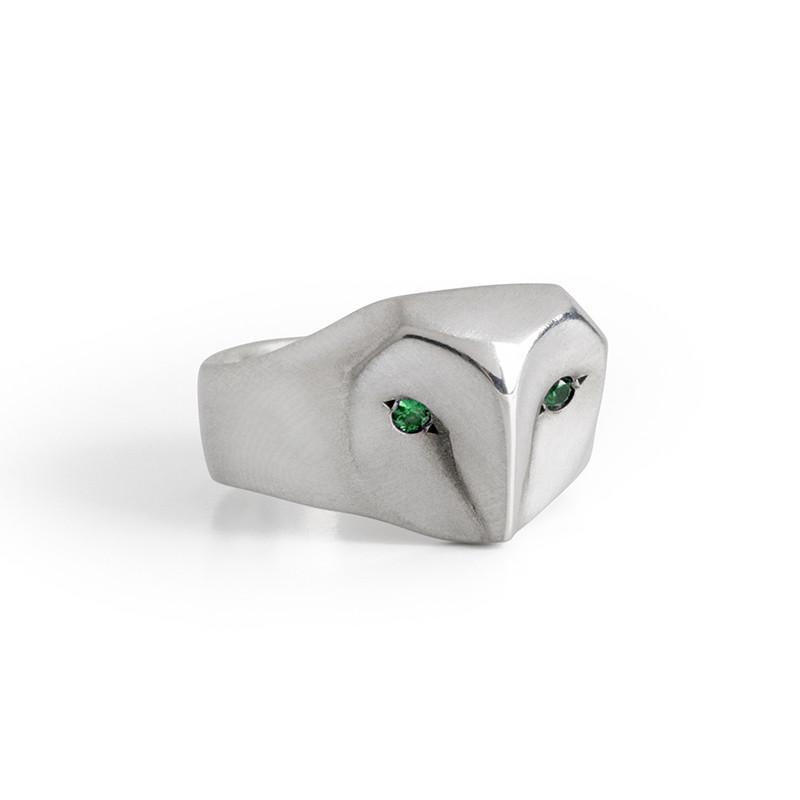 ___ Jewelry 4 / emerald Owl Ring with Emerald Eyes