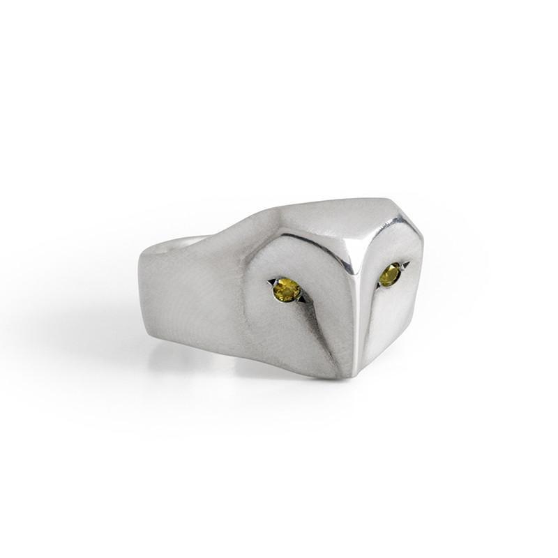 ___ Jewelry 4 / yellow-sapphire Owl Ring with Yellow Sapphire Eyes
