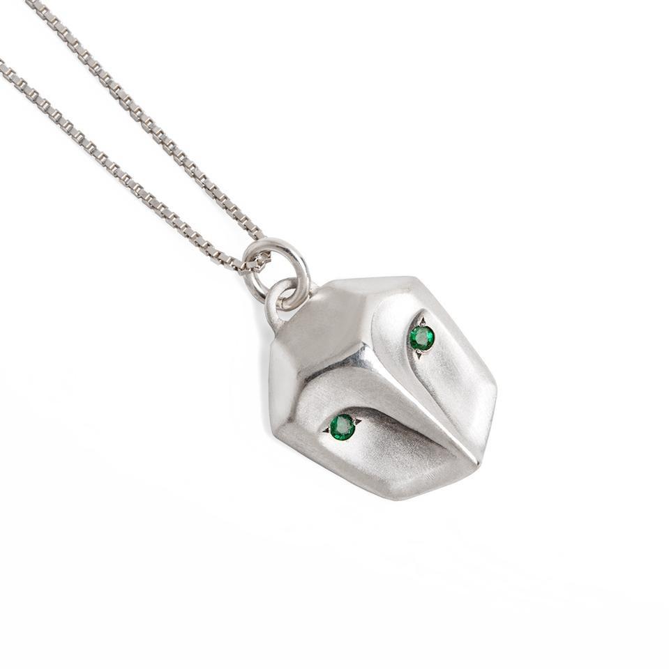 ___ Jewelry Barn Owl Necklace with Emerald Eyes