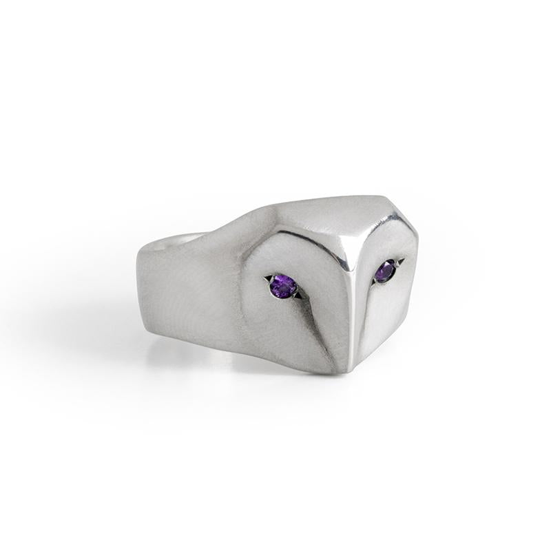 ___ Jewelry Owl Ring with Amethyst Eyes