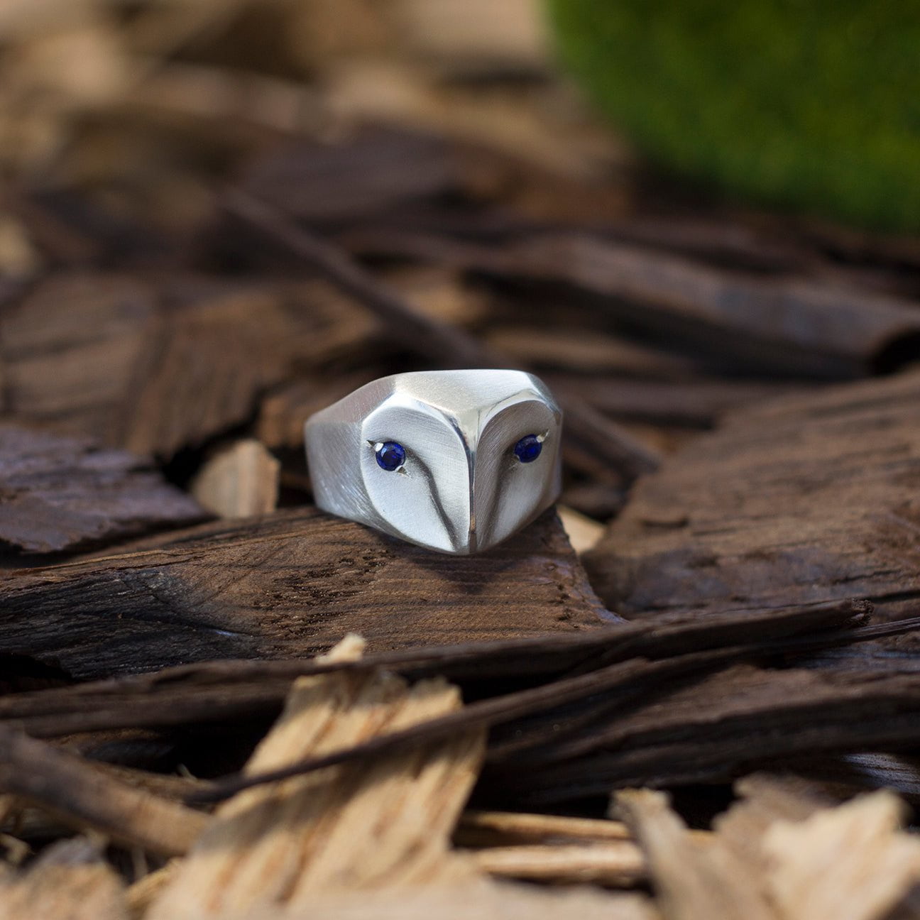___ Jewelry Owl Ring with blue Sapphire Eyes