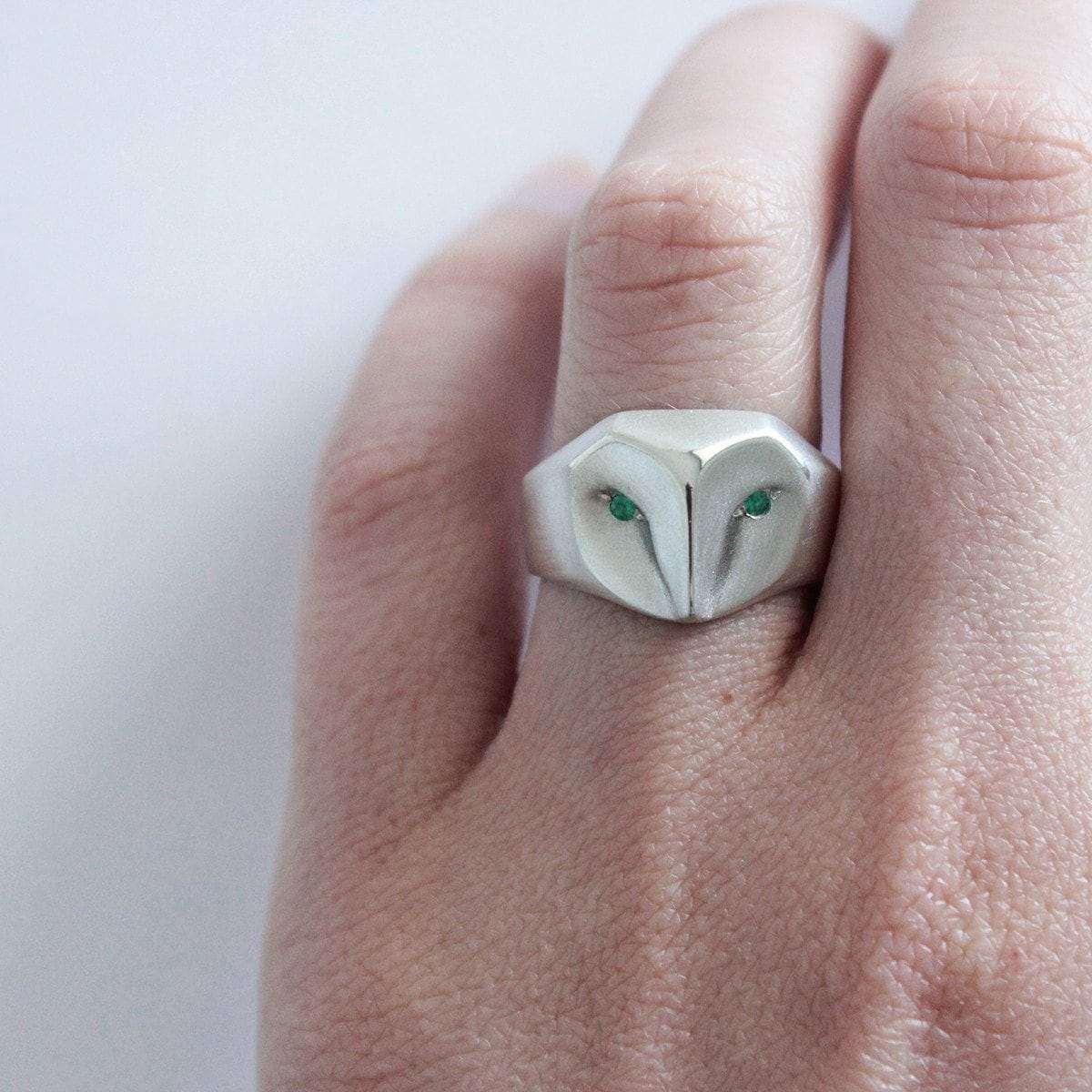 ___ Jewelry Owl Ring with Emerald Eyes