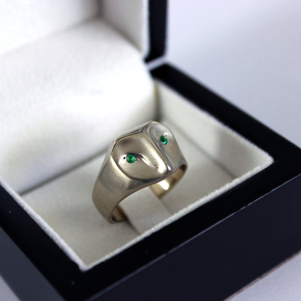 White Gold Owl Ring